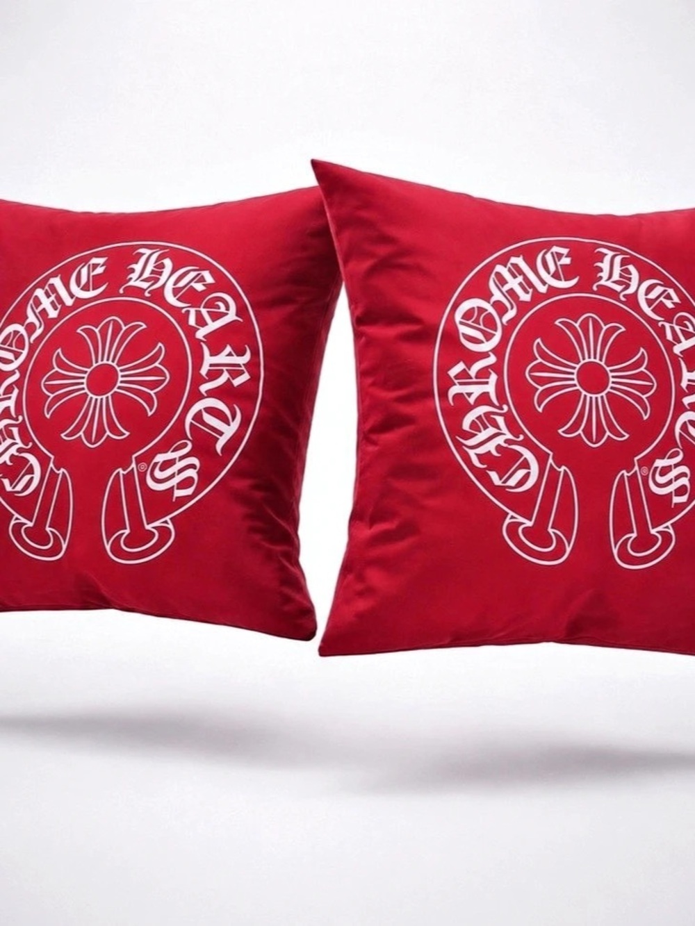 Chrome Hearts Red & White Floral Accent Pillows Set of 2